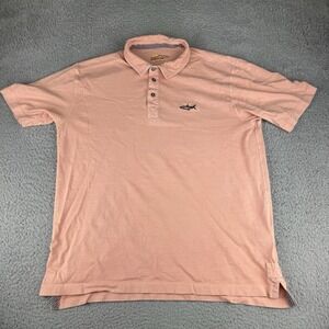 Orvis Trout Short Sleeve Polo Shirt Peach Men's Size Large‎